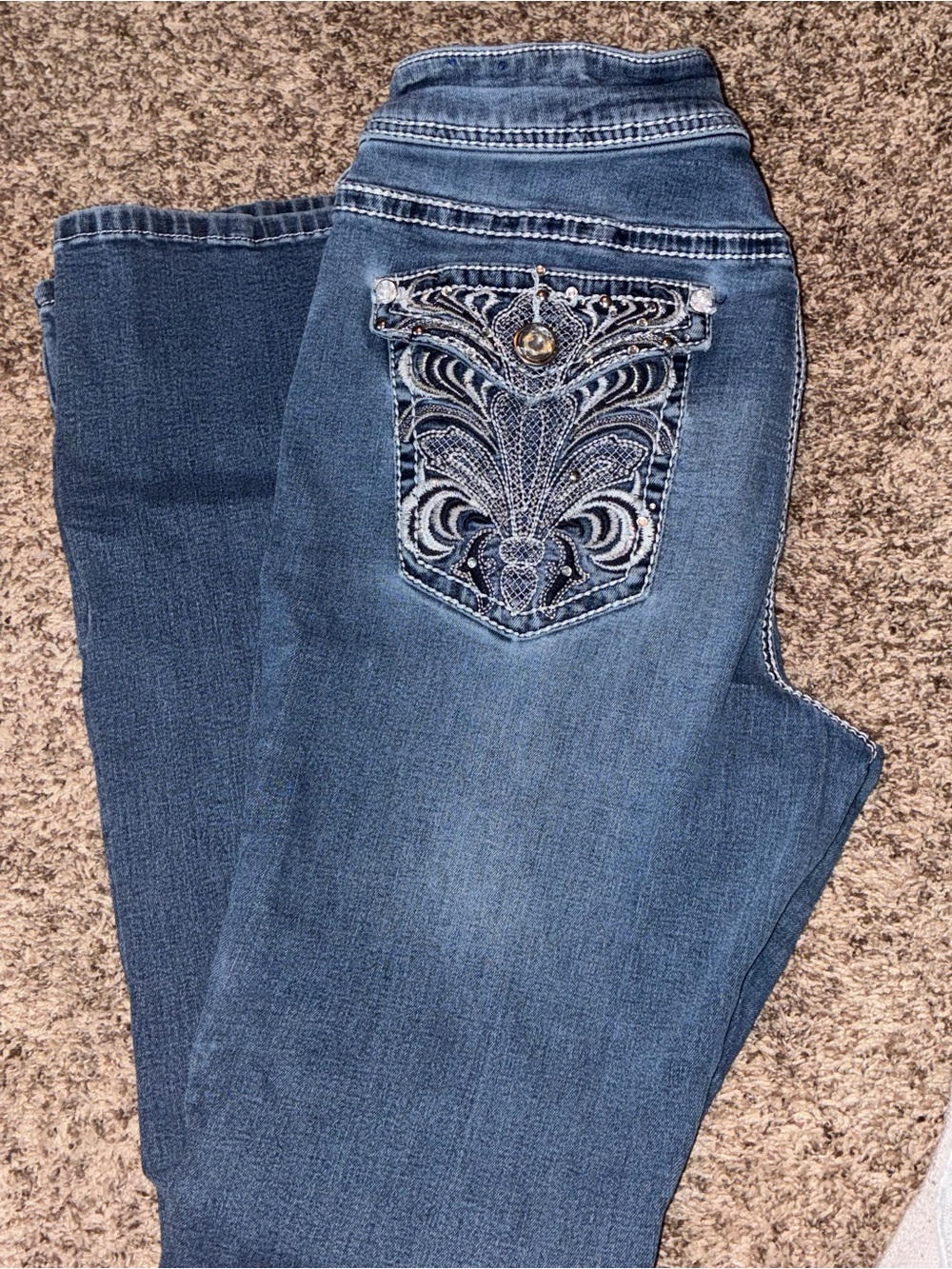 Apt. 9 Embroidered Blue Boot Cut Jeans